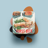 Đế lót ly bằng gỗ in hình Du lịch Vietnam - Love at first bite Bún Chả giò