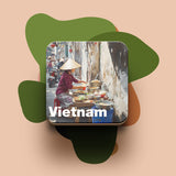 Đế lót ly bằng gỗ in hình Du lịch Vietnam - street food auntie