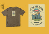 Áo thun unisex cotton 100% in hình Alien Invasion