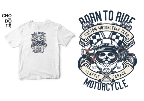 Áo thun unisex 100% in hình Born to ride - biker tee
