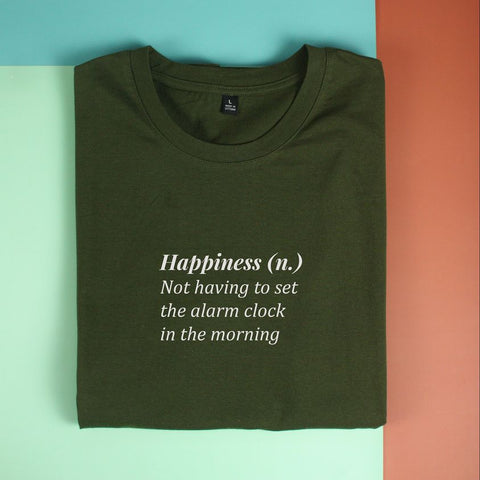 Áo thun cotton 100% in chữ - Happiness (nhiều màu)