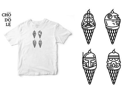 Áo thun unisex cotton 100% in hình Star wars- Dark Ice cream