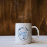 Ly sứ uống trà/ cafe in hình Adventure Awaits, Wander often, Wander Always.