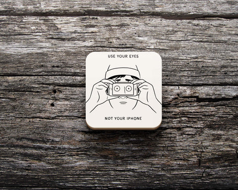 Đế lót ly vuông in hình Use your eyes