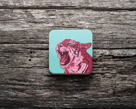 Đế ly bằng gỗ in hình Magenta tiger