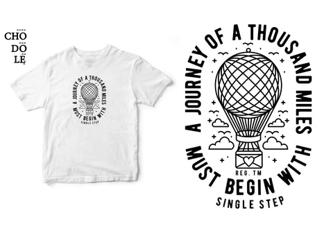Áo thun unisex cotton 100% in hình A journey of a thousands miles