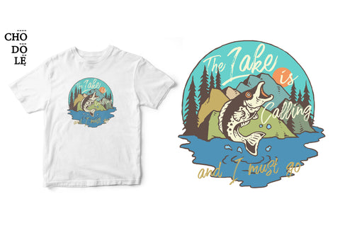Áo thun unisex cotton 100% in hình the lake is calling and I must go