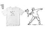 Áo thun unisex cotton 100% in hình Bansky Flower Thrower
