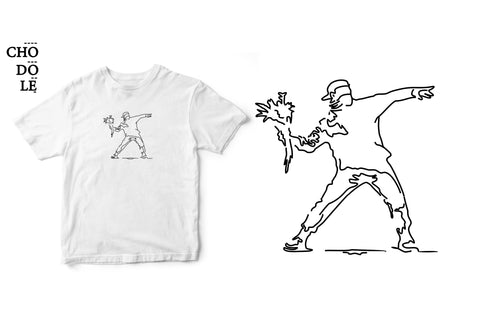 Áo thun unisex cotton 100% in hình Bansky Flower Thrower