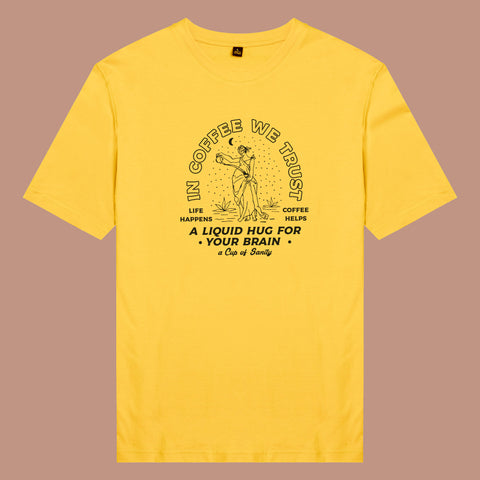 Áo thun unisex cotton 100% in hình In coffee we trust (nhiều màu)