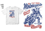 Áo thun unisex 100% in hình Flat track- biker tee