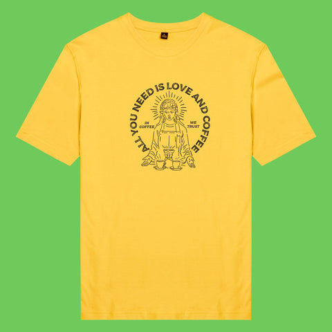 Áo thun unisex cotton in hình All you need is love and coffee (nhiều màu)