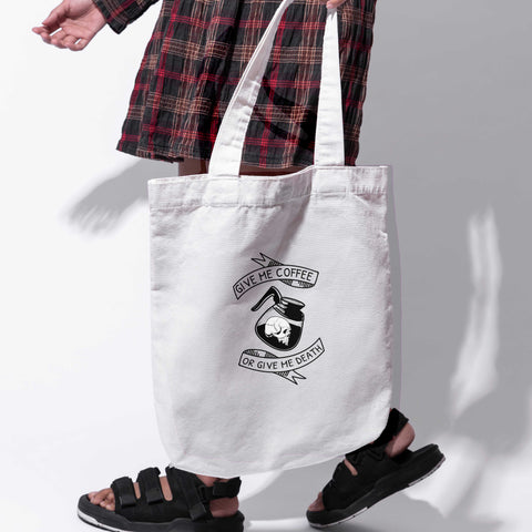 Túi tote vải in hình Coffee Lover Series - Give me coffee or give me death (nhiều màu)