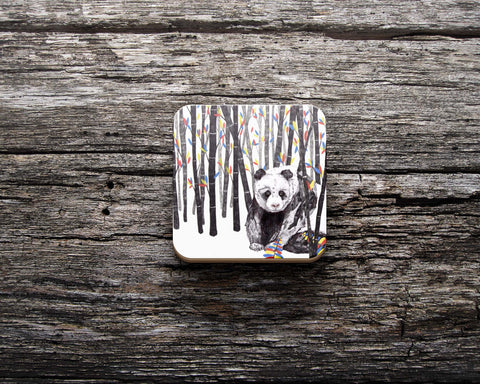 Đế ly bằng gỗ in hình Panda bear