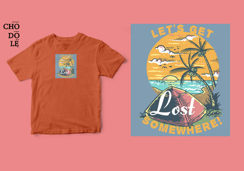 Áo thun unisex cotton 100% in hình Lets get lost some where - beach camping