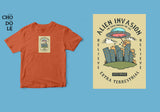 Áo thun unisex cotton 100% in hình Alien Invasion