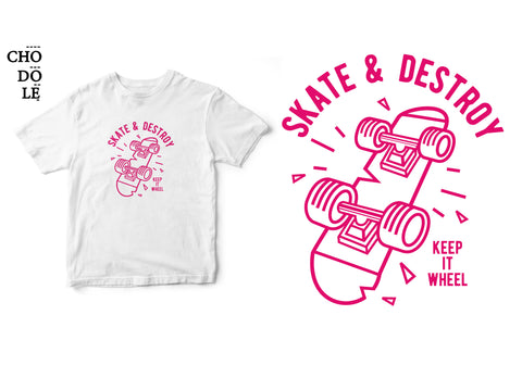 Áo thun unisex cotton 100% in hình Keep it real, Skate and destroy