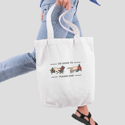 Túi tote vải in hình Ink Art - Do good to please god (nhiều màu)