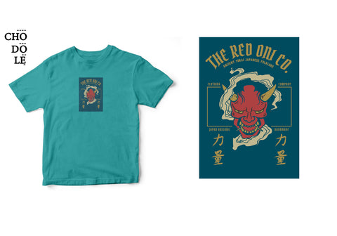 Áo thun unisex cotton 100% in hình Japanese Art - Oni Mask