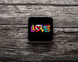 Đế lót ly vuông in hình Love Sign