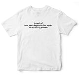 Áo thun cotton 100% in chữ The path of inner peace (nhiều màu)