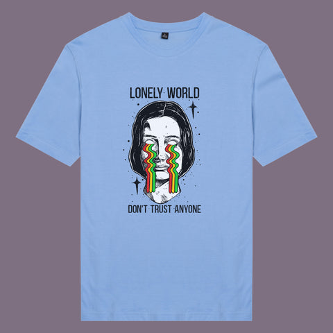 Áo thun unisex cotton in hình Lonely World (nhiều màu)