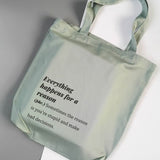 Túi tote custom in chữ  Everything happens for a reason ( xanh mint)