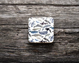 Đế lót ly vuông in hình  Whale Pattern