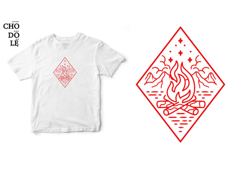 Áo thun unisex cotton 100% in hình Camp fire