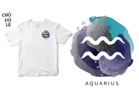 ÁO THUN UNISEX COTTON 100% IN HÌNH Cung hoàng đạo Aquarius Bảo Bình