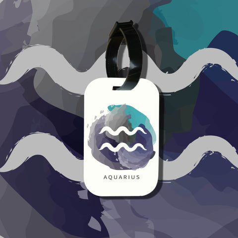 Travel tag cho túi xách/balo du lịch in hình Cung hoàng đạo Aquarius Bảo Bình