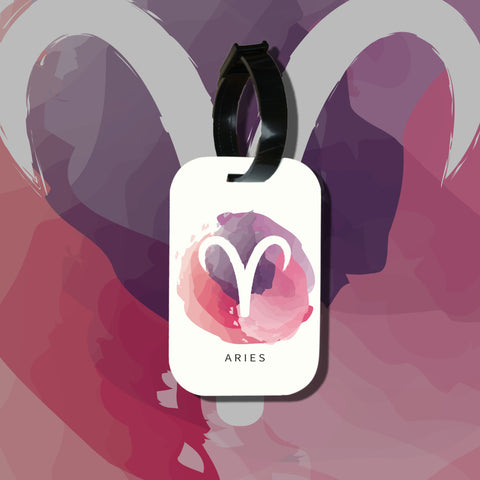 Travel tag cho túi xách/balo du lịch in hình Cung hoàng đạo Aries Bạch Dương