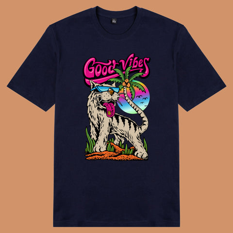 Áo thun unisex cotton in hình Good Vibe Tiger