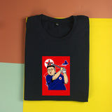 Áo thun unisex cotton 100% in hình Iconic People - Kim is playing golf