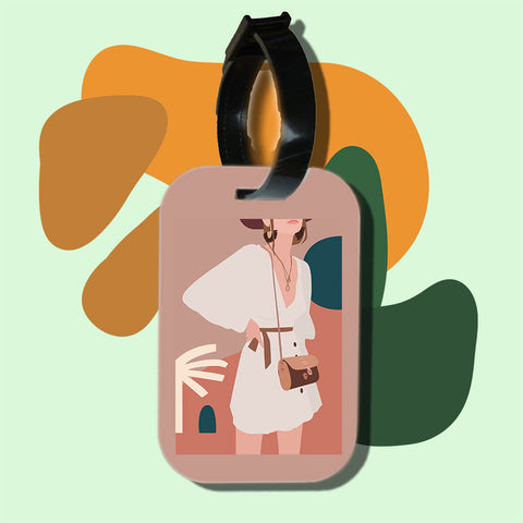 Travel tag cho túi xách/balo du lịch in hình abstract lady art 3