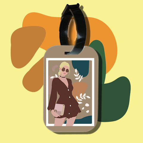 Travel tag cho túi xách/balo du lịch in hình abstract lady art 9