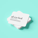 Đế lót ly bằng gỗ in hình Al-co-hol