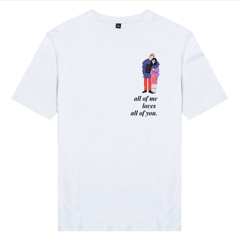 Áo thun unisex cotton 100% in hình Love Couple - All of me loves all of you (nhiều màu)