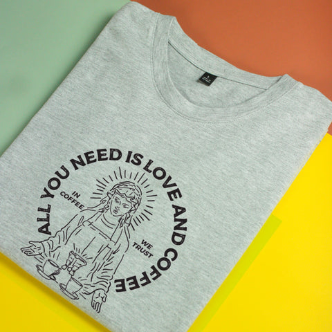 Áo thun unisex cotton 100% in hình All you need is love and coffee (nhiều màu)