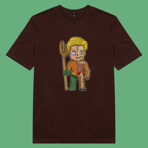 Áo thun unisex cotton in hình Half Skeleton series - Aquaman (nhiều màu)