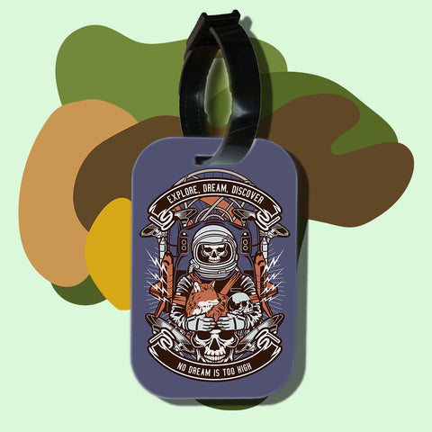 Travel tag cho túi xách/balo du lịch in hình astronaut skull no dream is too high