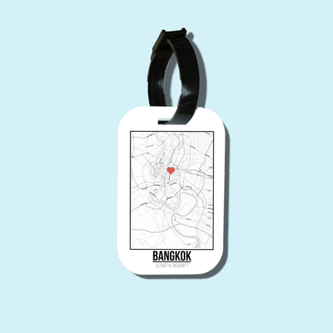 Travel tag cho túi xách/balo du lịch in hình Love City Map - Bangkok