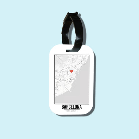 Travel tag cho túi xách/balo du lịch in hình Love City Map - Barcelona