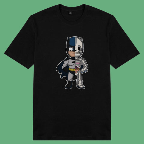 Áo thun unisex cotton in hình Half Skeleton series - Batman (nhiều màu)