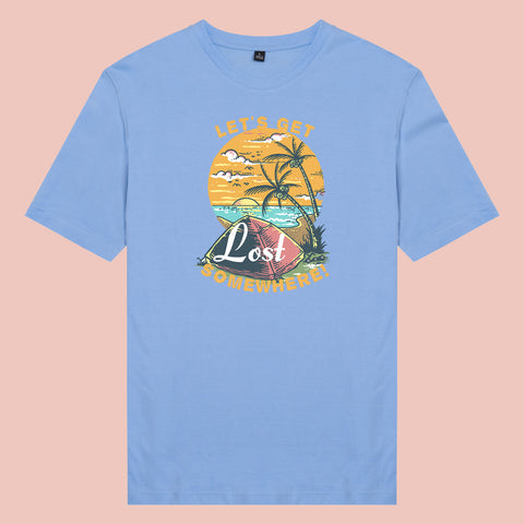 Áo thun unisex cotton 100% in hình Let's get lost somewhere (nhiều màu)