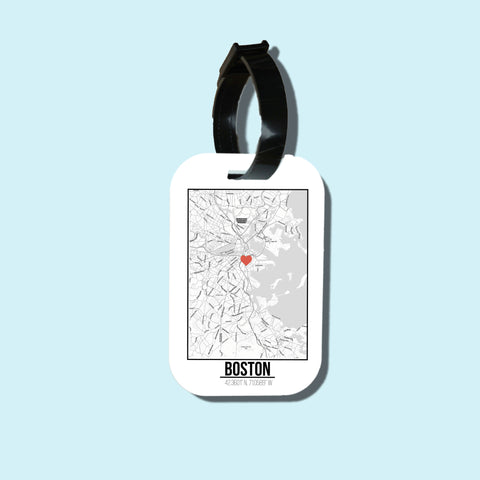 Travel tag cho túi xách/balo du lịch in hình Love City Map - Boston