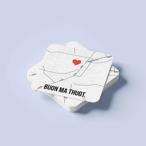 Đế lót ly vuông in hình Love City - Buôn Ma Thuột