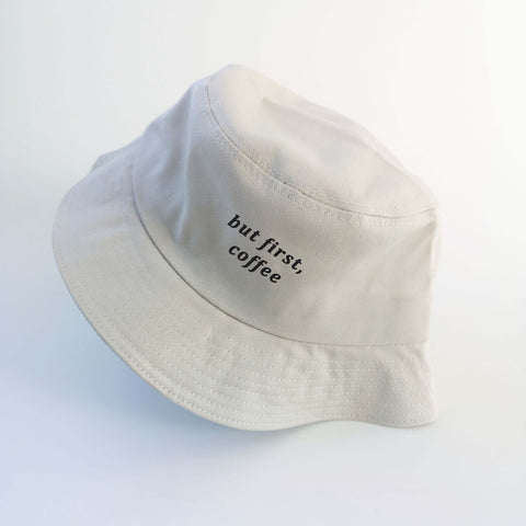 Nón bucket in chữ but first, coffee - (nhiều màu)