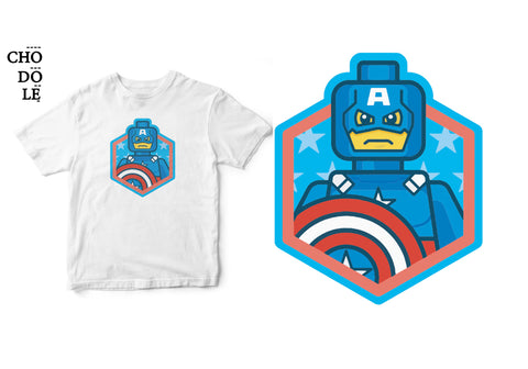 Áo thun unisex in hình the Captain American - Lego