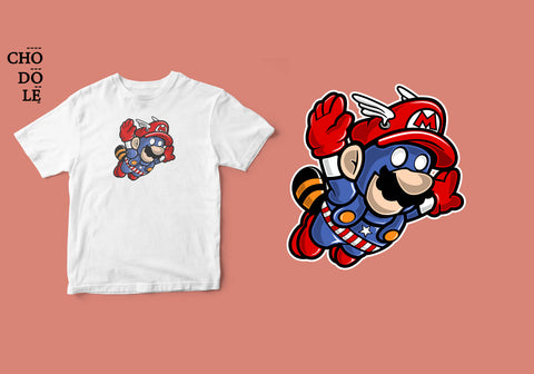 ÁO THUN UNISEX COTTON 100% IN HÌNH Super Heroes series - Captain Mario